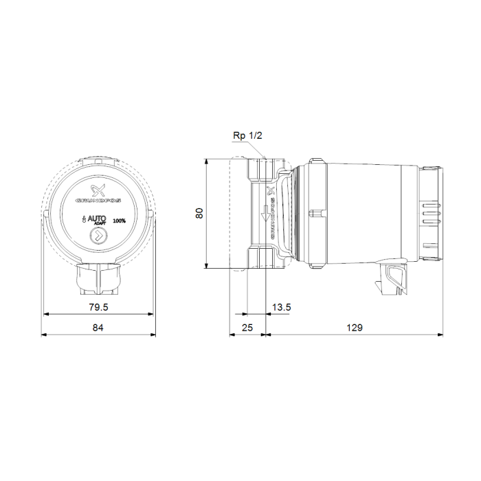 Buy Grundfos Comfort B Pm Brass Comfort Hot Water Circulator Pump V