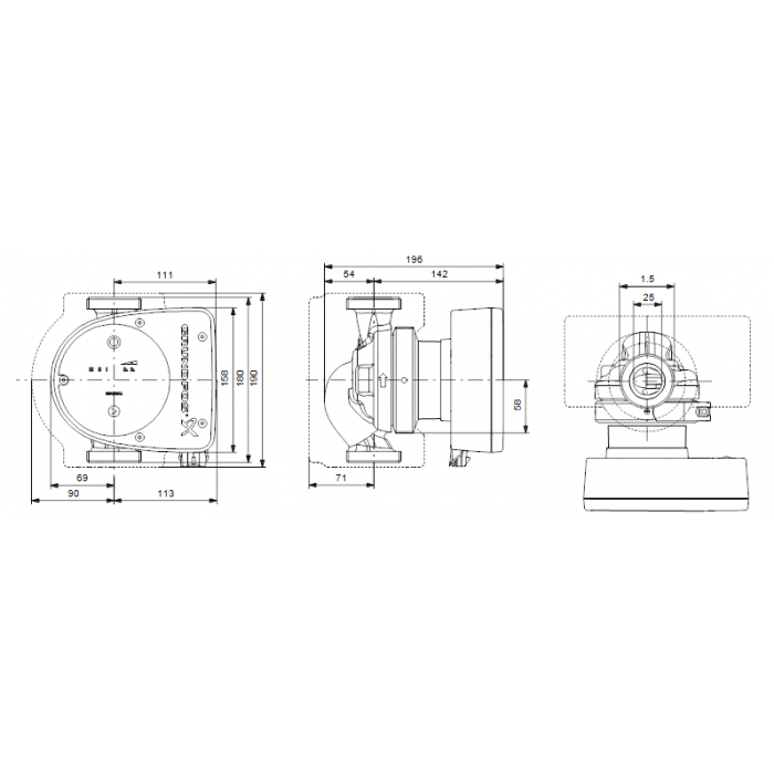 Buy Grundfos UPS 25-120 (180mm) High Head Domestic Circulator 240V ...
