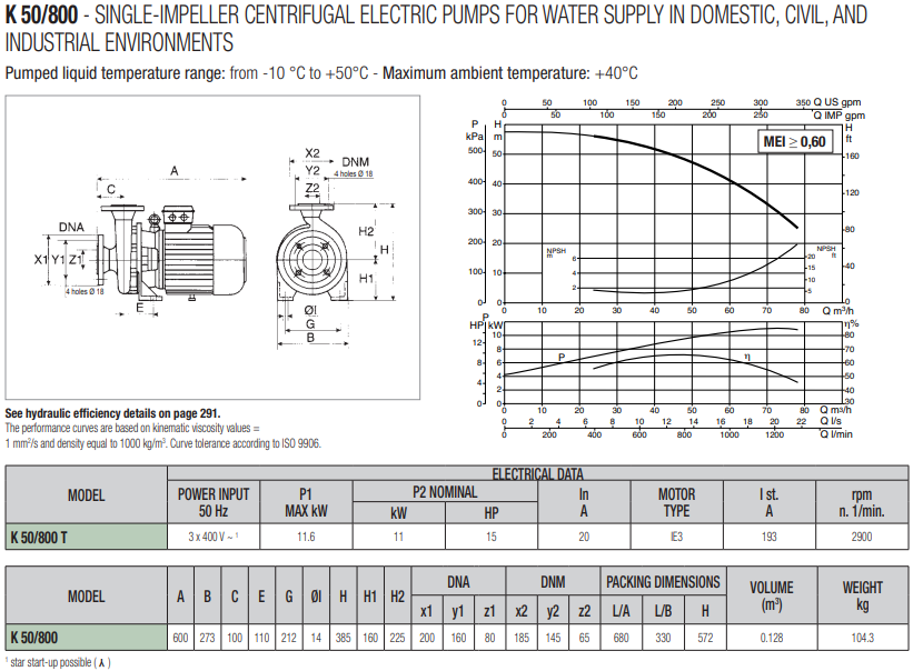 Buy DAB K 50/800 T-IE3 Single-Impeller Centrifugal Pump