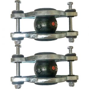 50mm (50NB) Flanged PN16 EPDM Tied Rubber Expansion Joint Set (x2) for Heating Systems 