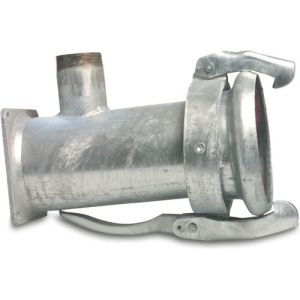 Female Part Perrot x Male Thread x Perrot Square Flange Galvanised Steel 90° Quick Coupler T-Piece