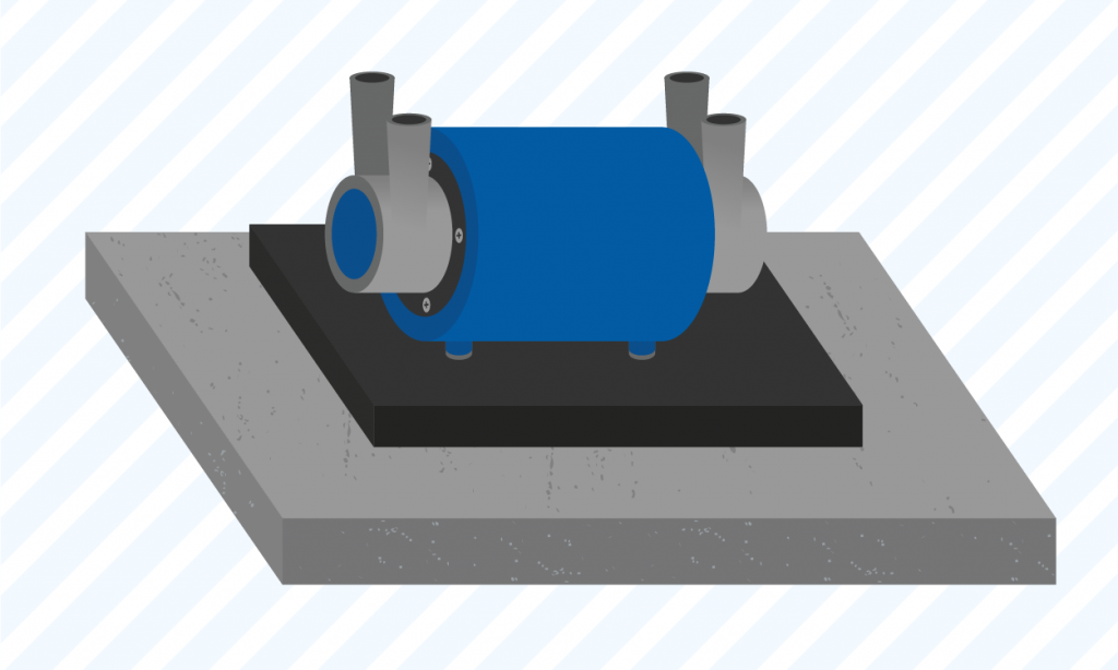 graphic showing a user how to mount a shower pump on a paving slab