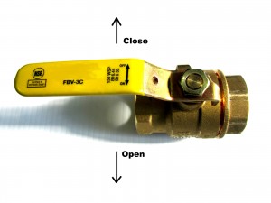 image showing the user what a water valve looks like and how to operate a water valve