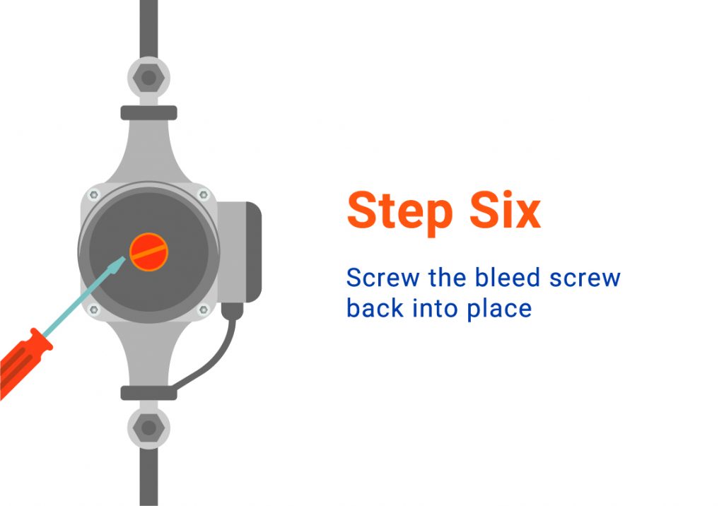 diagram showing you to screw the bleed screw back into place