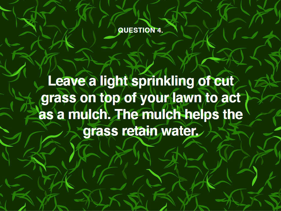 image telling you to leave a light sprinkling of cut grass on your lawn during a heatwave