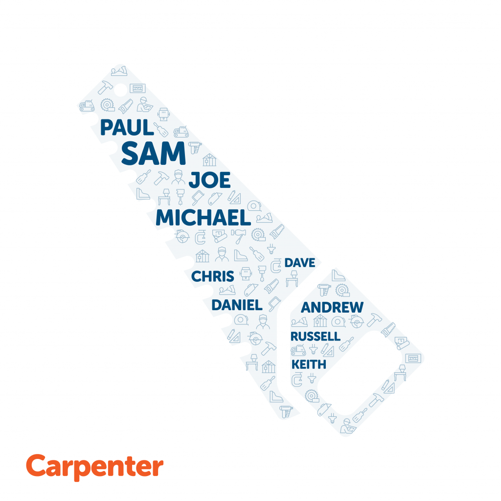 image showing the most common name for a carpenter