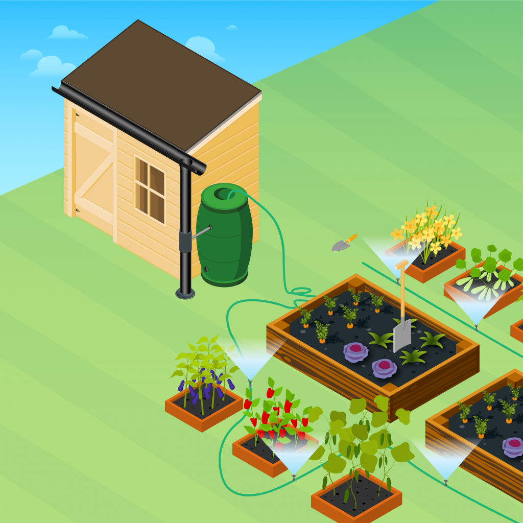 image showing you how to set up a garden irrigation system