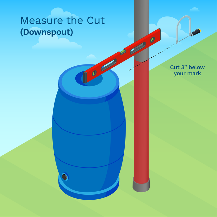 image showing you how to measure the cut on a downspout installation