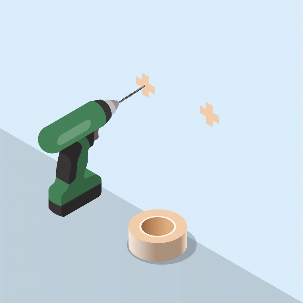Drilling holes in wall