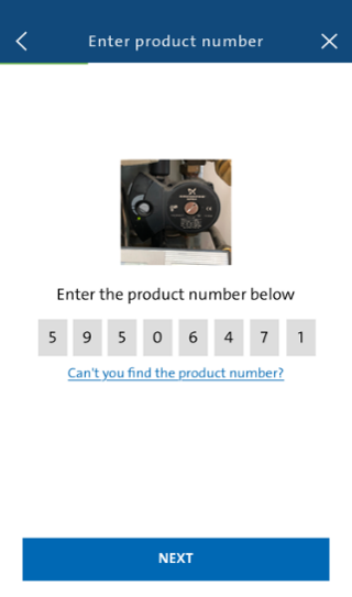 Grundfos App Enter product number